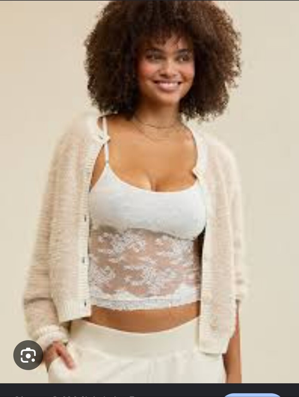 NWT Aerie white sheer floral lace camisole top